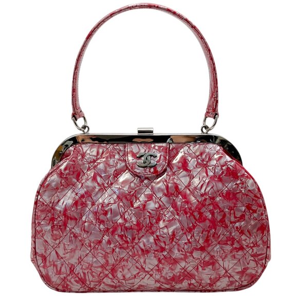 Chanel Pink Patent Leather Holographic Matelasse Satchel - Picture 1 of 12
